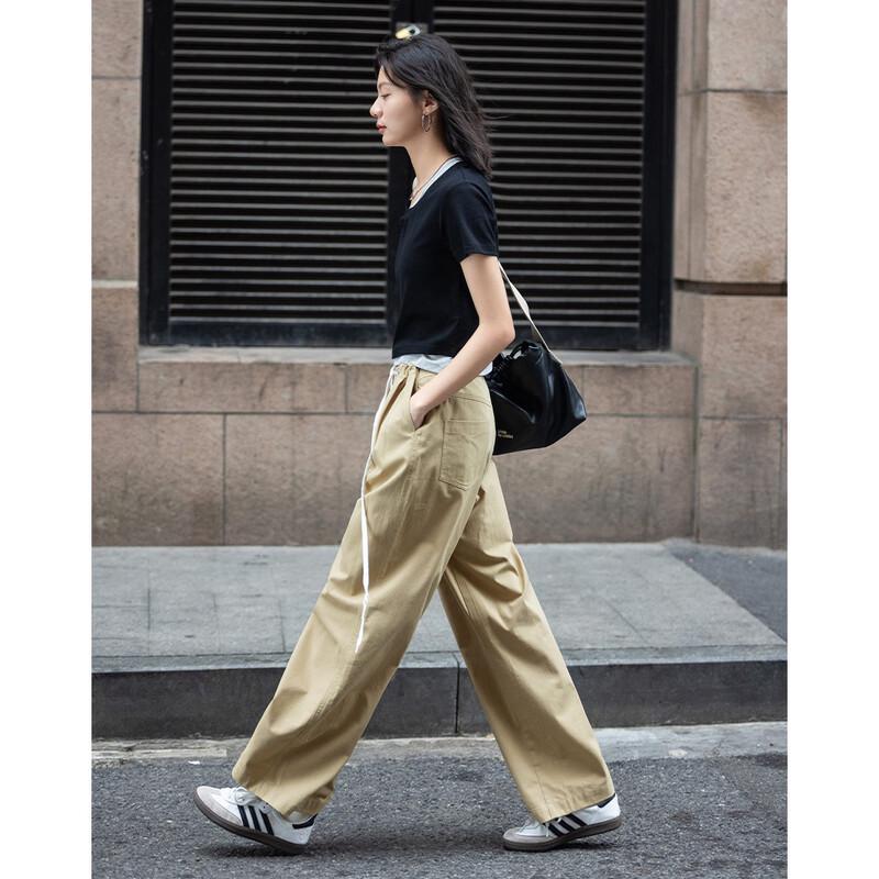 DEMANNA Women s Casual Straight-Leg Long Pants M