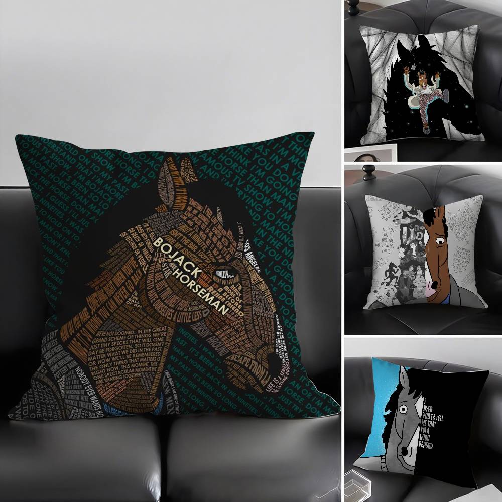 B-Bojack Horseman Pillow Case Home Dorm Chair Back Short Plush Double-Sided Printing Office Nap Time Cushion Cover