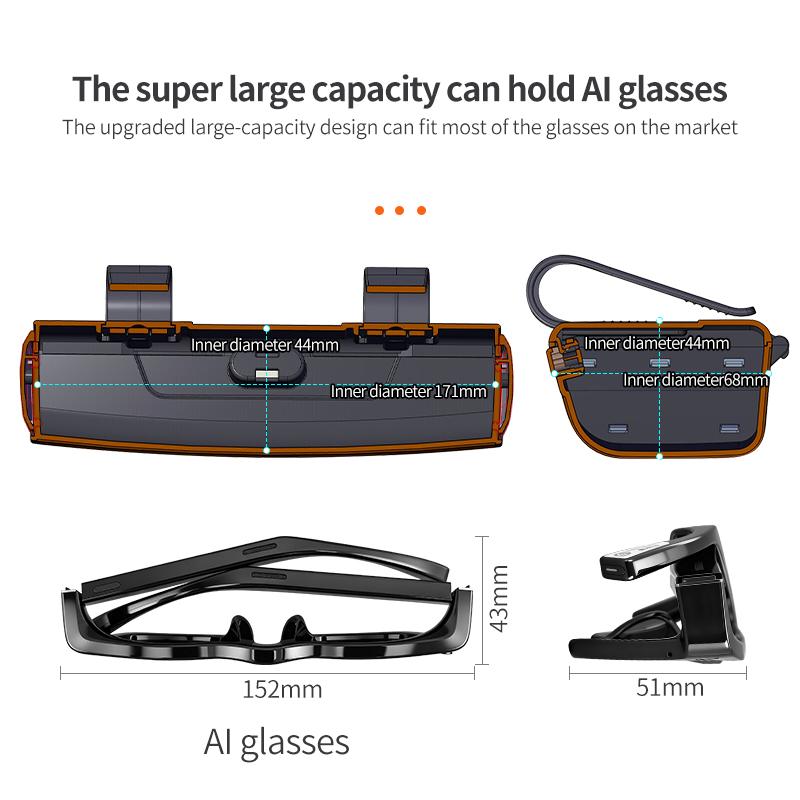 New Car Visor Glasses Case Premium ABS Flocking Inner Auto Glasses Organizer Storage Case Anti-Scratch Eyeglasses Protection Box