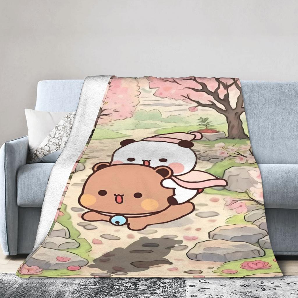 Bubu Dudu Süßer Cartoon-Bär Charakter Warme Weiche Decke Kawaii Panda Plüsch Überwurfdecke Schlafzimmer Flanell Bettüberwurf Sofabezug