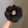 Korean-Style Extra Large Polka Dot Satin Scrunchie with Ruffle Hem - Women's High-End Elastic Hair Accessory