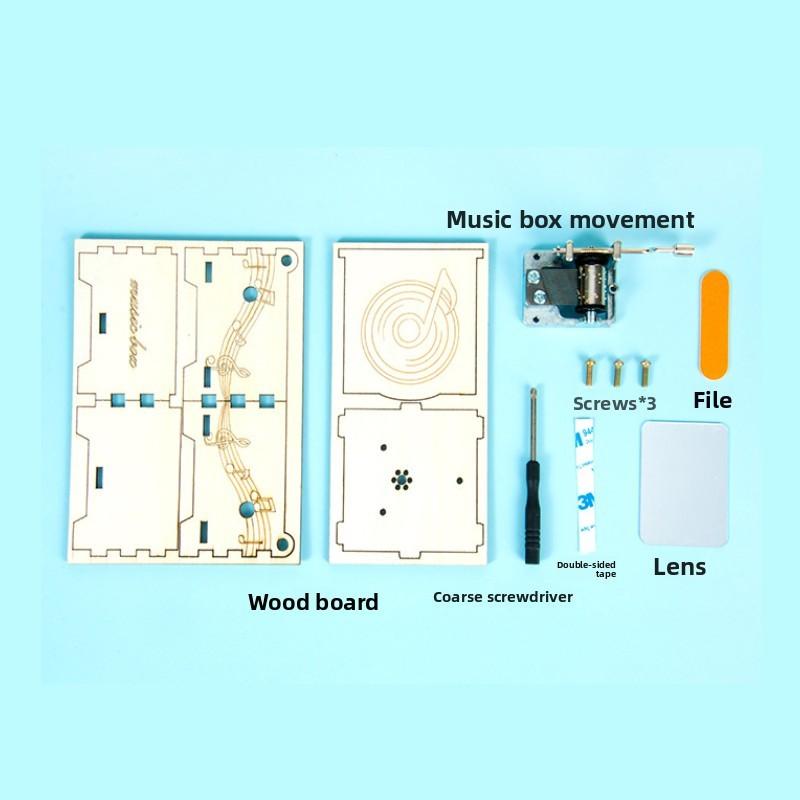 Wooden Assembly Hand Cranked Music Box Children Puzzle Toy Set For Learning And Play