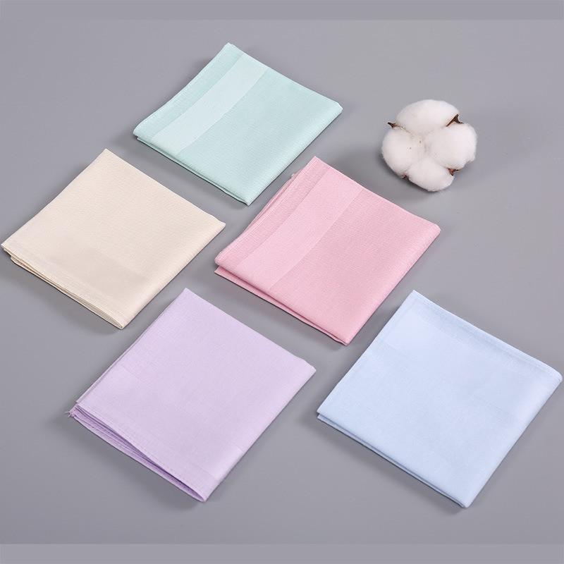 3Pcs 40x40cm Solid Color Plain Women Handkerchiefs Pocket Hankies Soft Cotton Sweat Square Towels Tea Party Favors