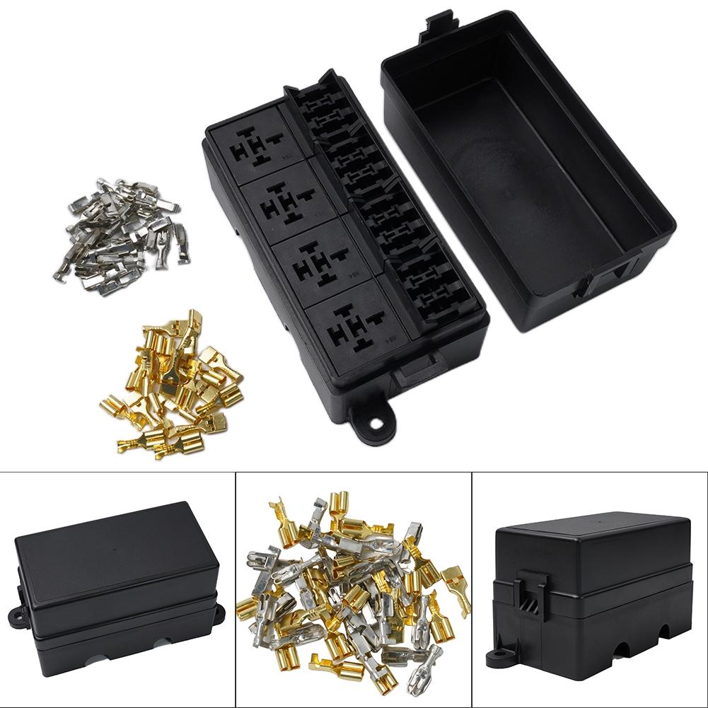 Relé de 12 Vias Para Carro 12V40A Preto Com Terminal de Fusível