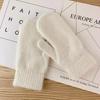 1 Pair Double-layer Rabbit Hair Gloves Female Winter Korean Version of Solid Color All Fingers Winter Women Gloves Girls Mittens