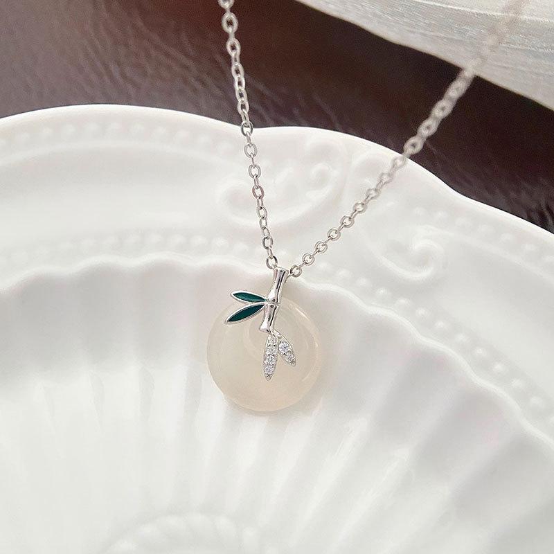 New White Jade Marrow Bamboo Pendant Female Cold Wind Bamboo Necklace Female