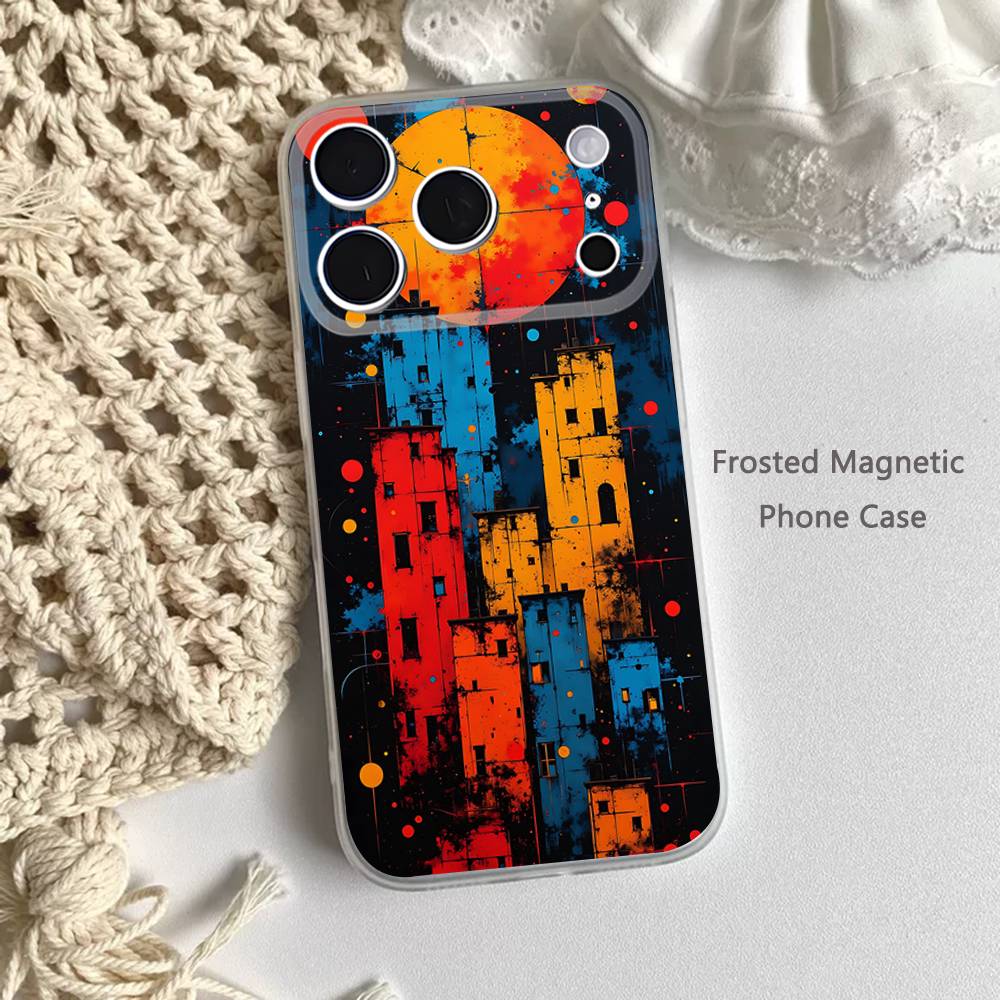 

Abstract Piet Mondrian Frosted Clear Magnetic Case for iPhone 17,16,15,14,13,12,11 Pro,Max,Plus,Mini,Air,E iPhone15