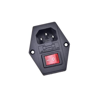 תקע מודול כניסה 3 פינים Iec320 C14 מתג נתיך שקע חשמל זכר 10A 250V