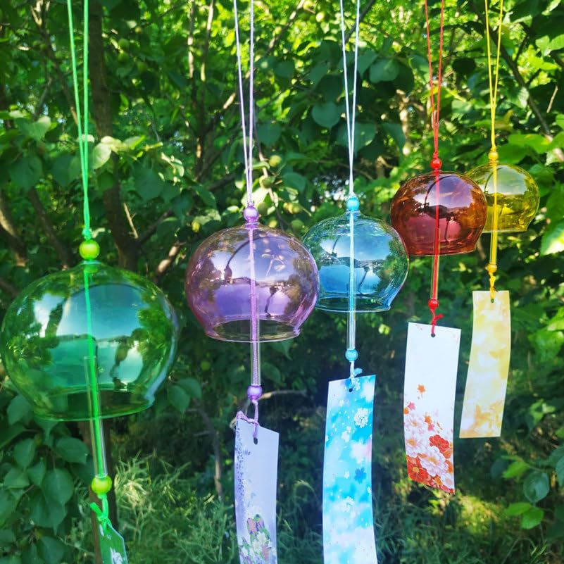 Didiseaon Set of 4 Glass Wind Hanging Balcony Wind Window Home Stylish Japanese Great Gift Idea Japanese-Style Chimes, Chimes, Decorations, Decor,
