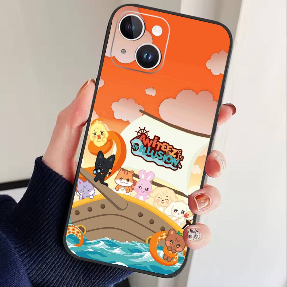 Hot A-ATEEZ Kpop Phone Case For iPhone 17 16 15 14 13 12 Max Plus Silicone Black Cover iPhone13