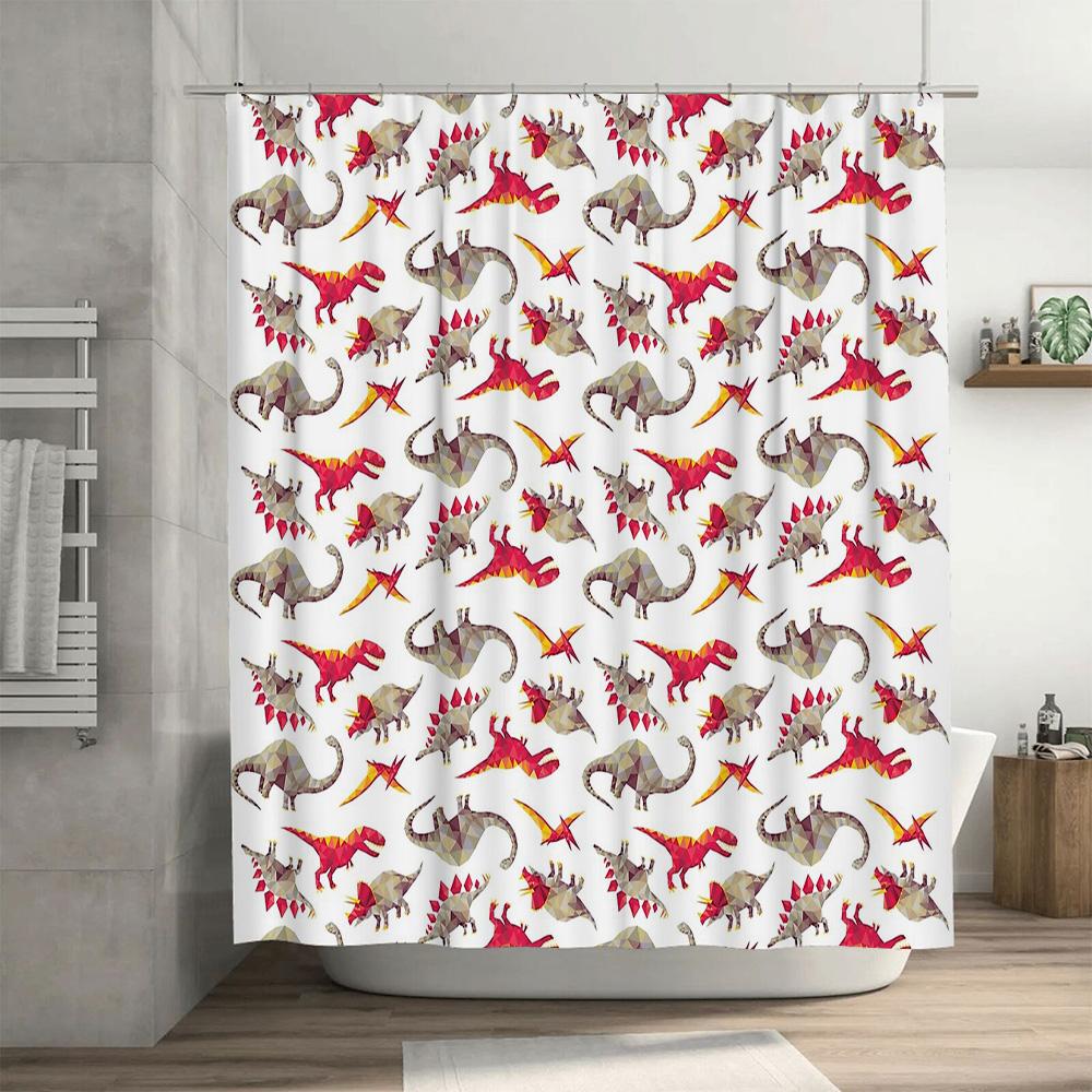Bathroom Shower Curtain Dinosaur Pattern Tropical Rainforest Jungle Animal Nature Decor Waterproof Fabric Home Decor