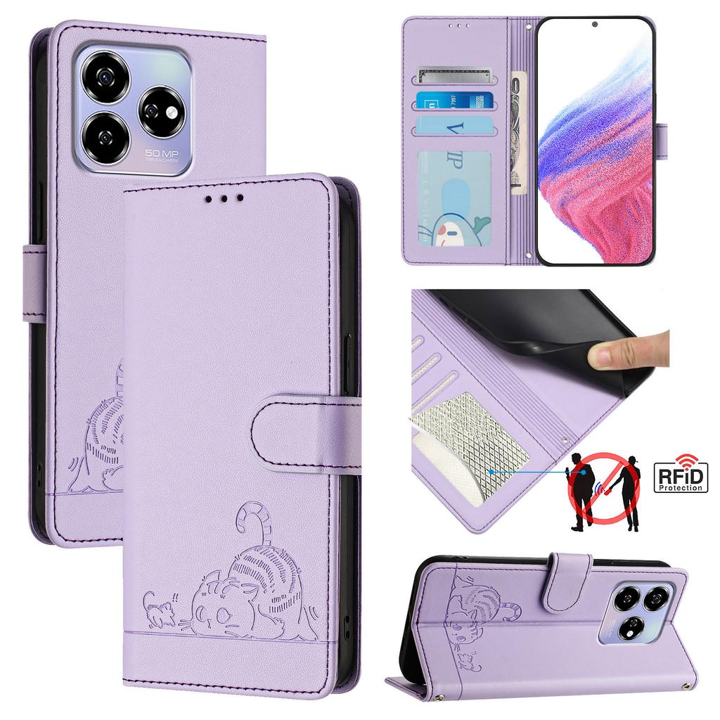 6-Color PU Leather Phone Wallet Case with Cat-and-Mouse Pattern Case for ZTE Axon 60,Blade A35,A55,nubia Focus Pro,Blade V70,V40s,A73,A52...