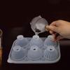 Large Round Ice Cubes Tray Silicone Efficient 6 Cavity Mould With Lid Funnel Safe Ice Mould For Home Pubs Cocktails
