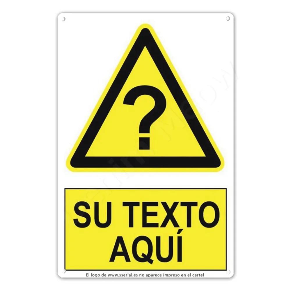 Spanish Warning Sign Danger Metal Sign for Street Yard Bar Workshop Decor Yellow Waterproof Caution Signs Outdoor Indoor