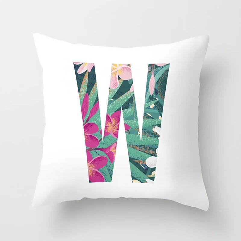Luxury Home Pillowcase Square Office Decoration Cushion Cover Simple Floral English Letter Pattern Decoration