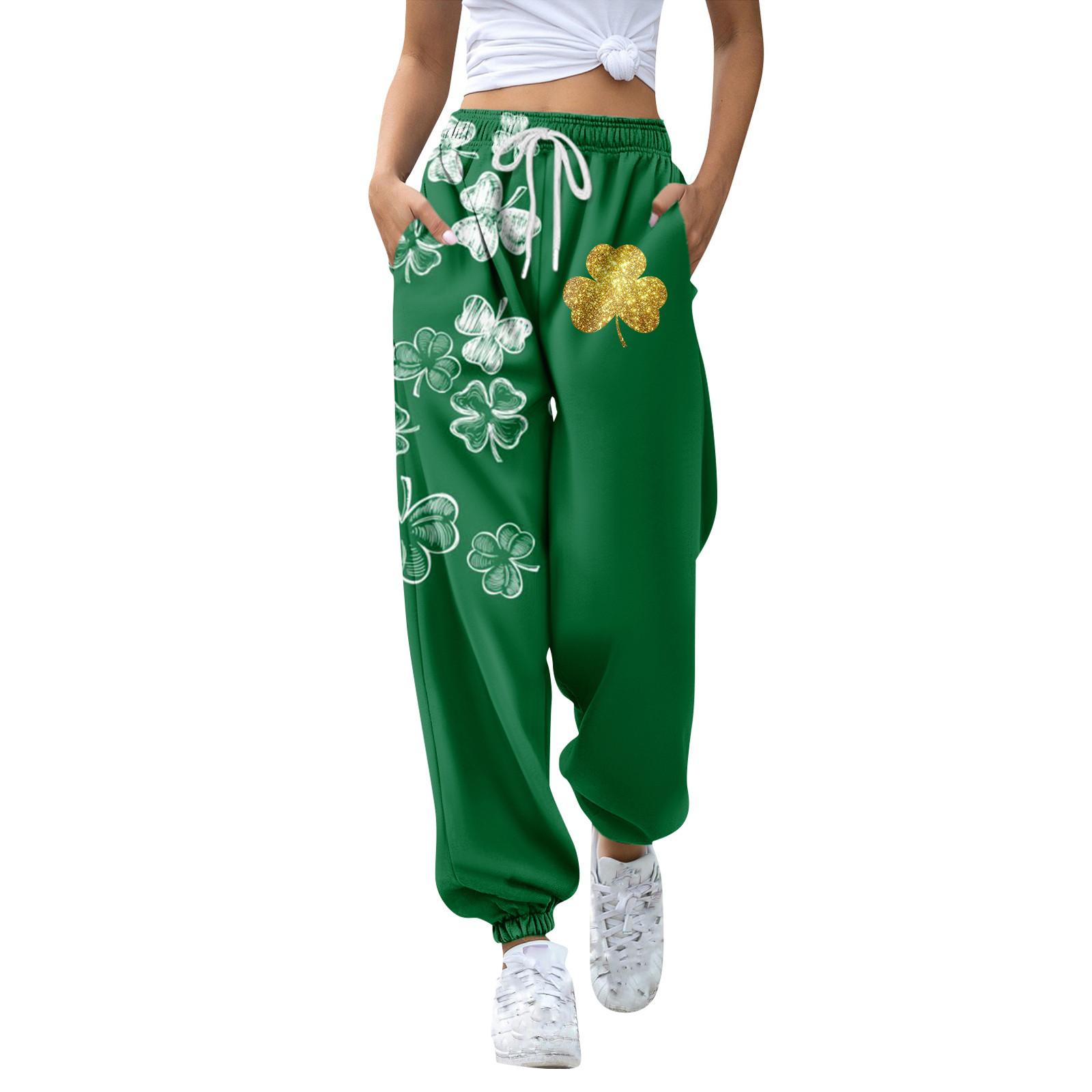 

Женская мода ул.. День Святого Патрика свободные однотонные повседневные спортивные штаны с завязками на талии XL белый
