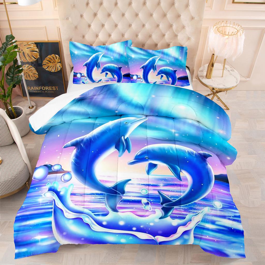 Comforter Sea Animals Theme Theme Home Comforter Quilted Blanket Goose Down Duvet King Queen 3D Blanket Size Twin