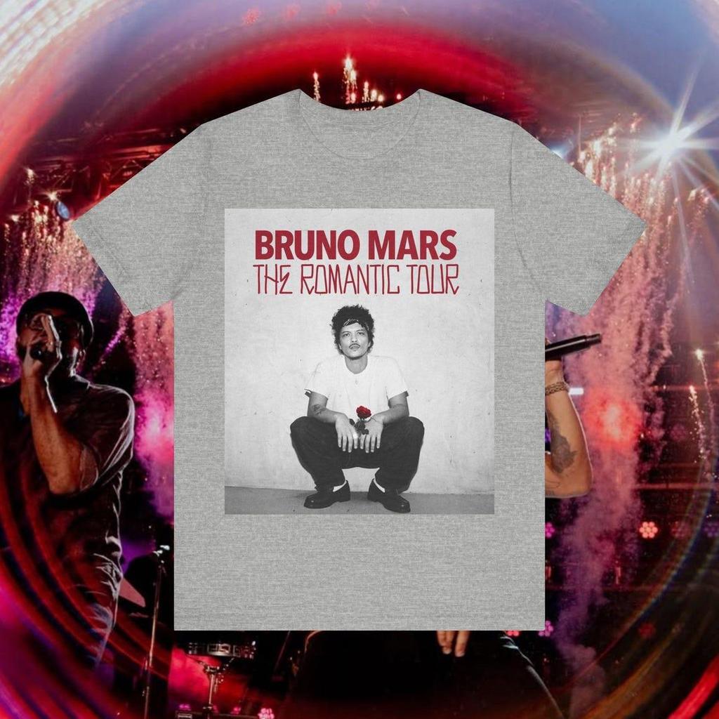 Bruno Mars Grafikdruck T-Shirts für Unisex und Damen Universell Moderne Popstar-Fans Rundherum Weiche Baumwolle Mode T-Shirts