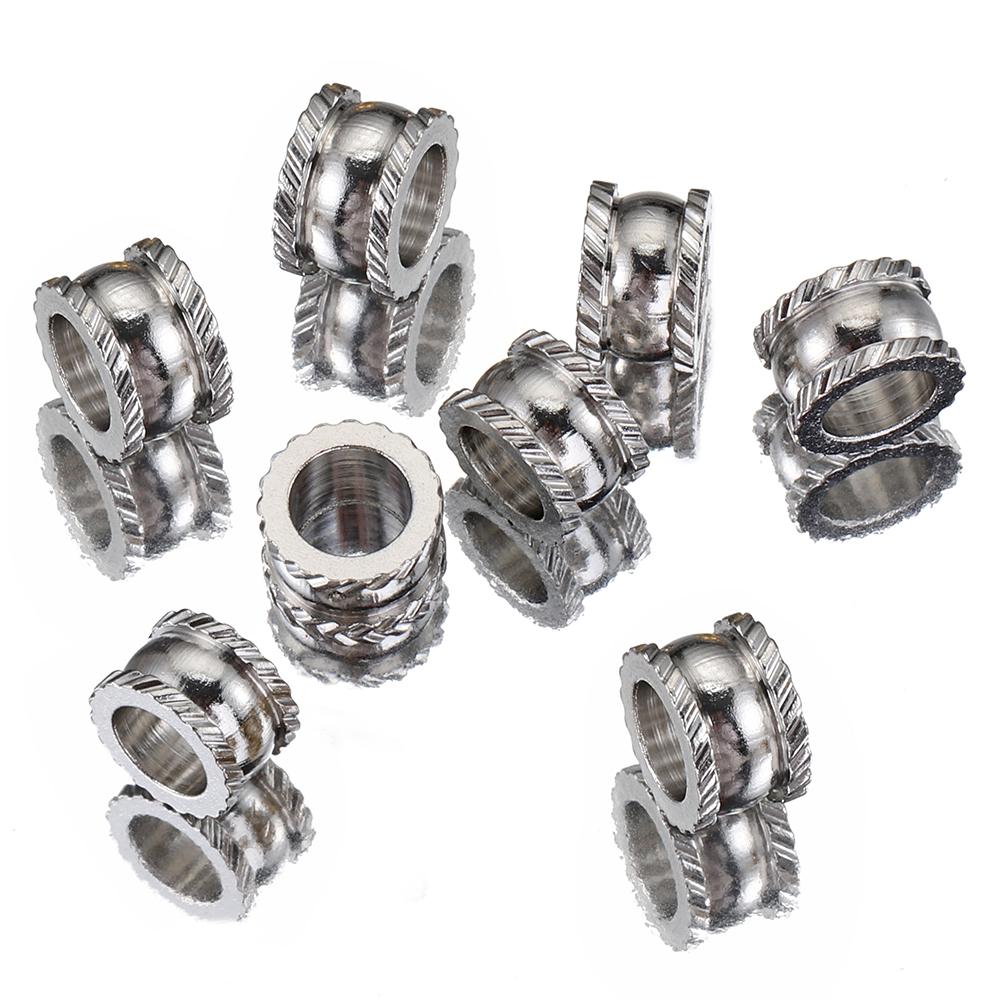 

20pcs Hole 5mm Stainless Steel Spacer Beads Gold Color Hub Charm Loose Beads for Bracelets Necklace Leather Jewelry Making DIY 8mm - hole 5mm