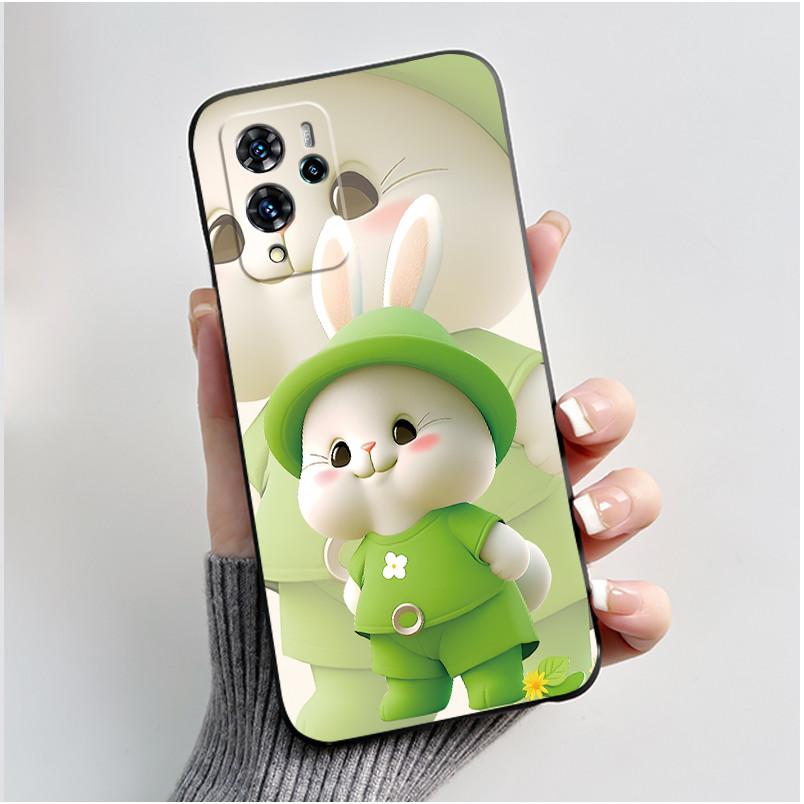 For ZTE Blade V40 Pro/ZTE 9046 Case Cute Love Rabbit Funny Black Matte Soft TPU Protective Back Cover For ZTE V40 Pro Phone Case