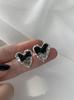 Silver needle sweet cool black love stud earrings peach heart earrings cold wind earrings simple spring and summer new models