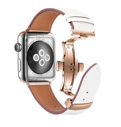 Cinturino di Ricambio di Lusso in Vera Pelle con Fibbia a Farfalla per Apple Watch Serie 11 10 9 8 7 6 49MM 46 45