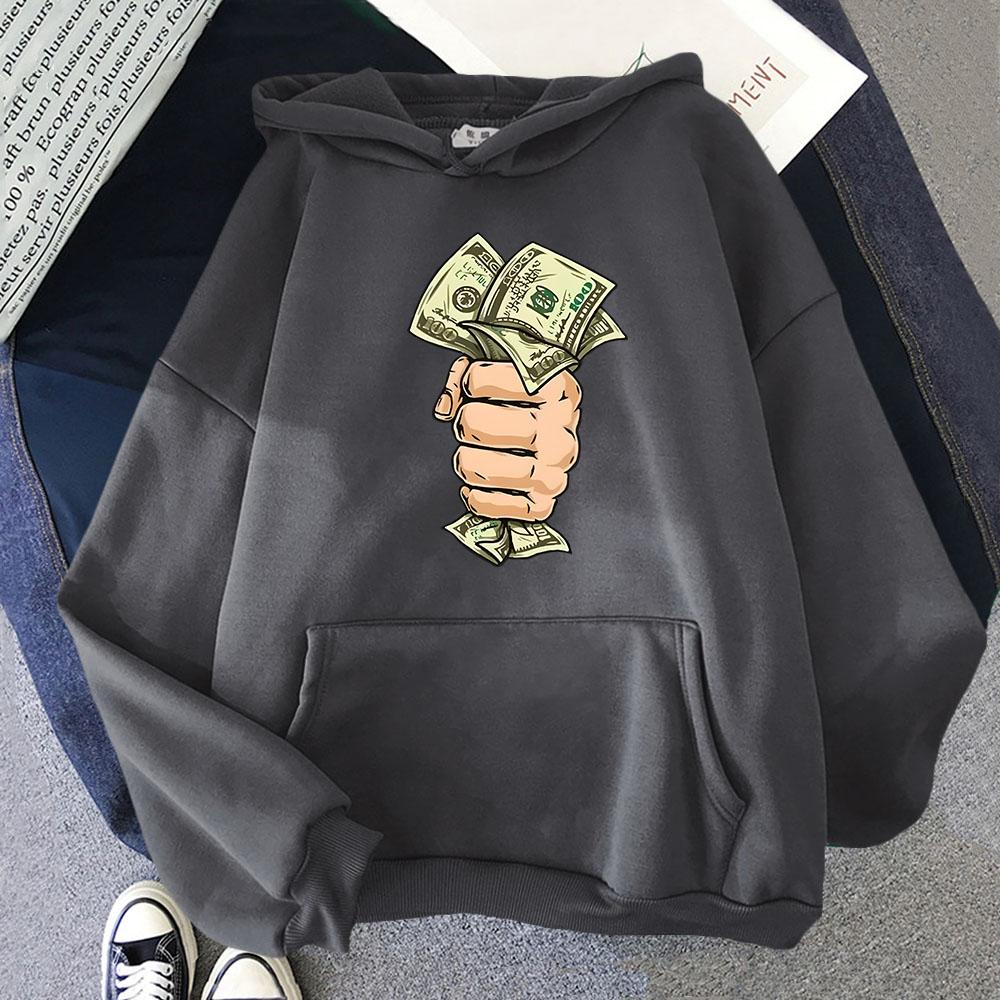Money Roll 100 Hundred Dollar Hoodie for Men Long Sleeve Winter Clothes Womens Fleece High Street Streetwear Sudadera