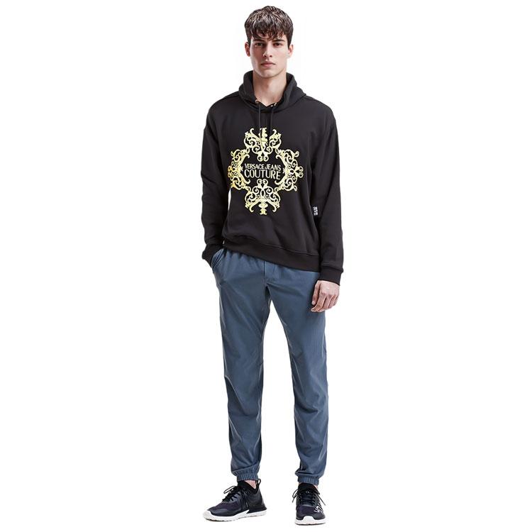 VERSACE JEANS COUTURE Sweatshirts Men's Black Hooded Moderate Regular EB7GUA-711E3-6604