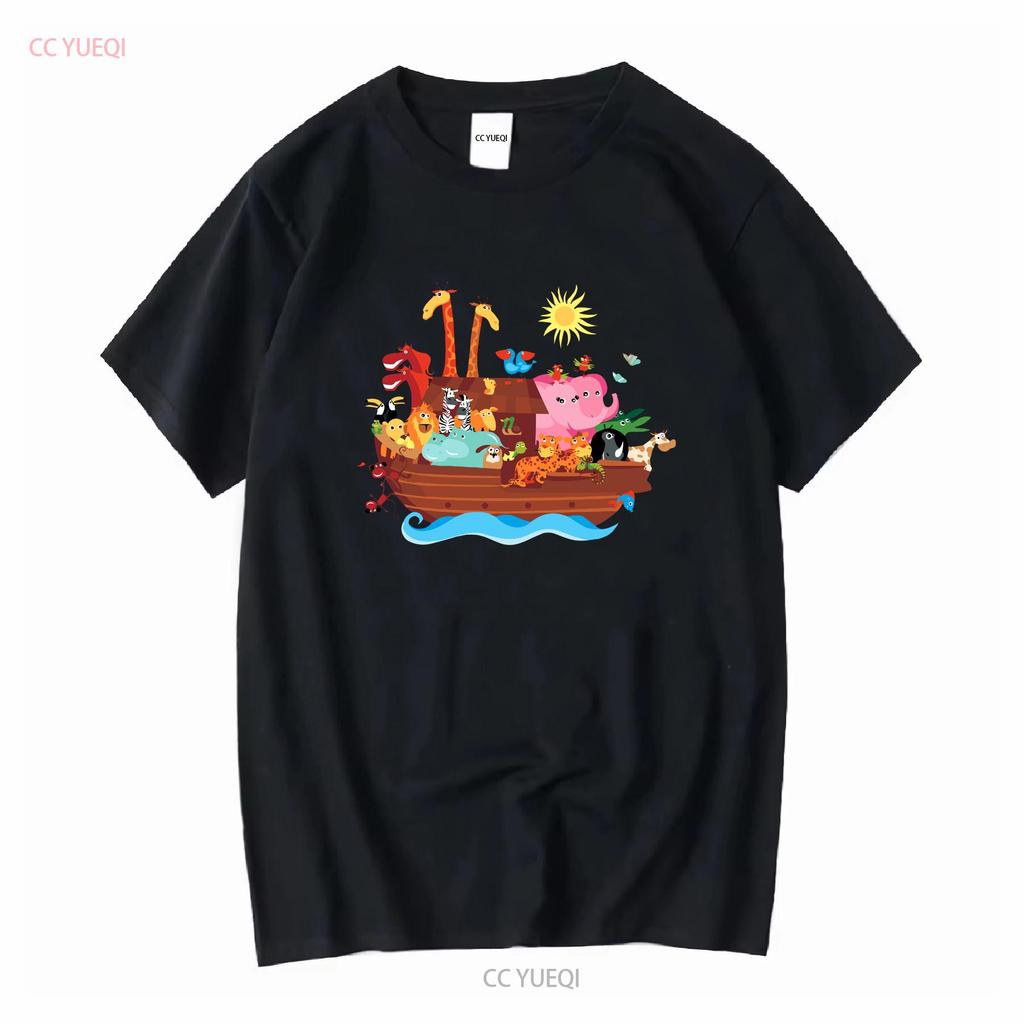 Inktastic Animal Ark Bible Story Christian Baby T Shirt Animals Noah Cute Ship long or short sleeves vintage Washed Versatile