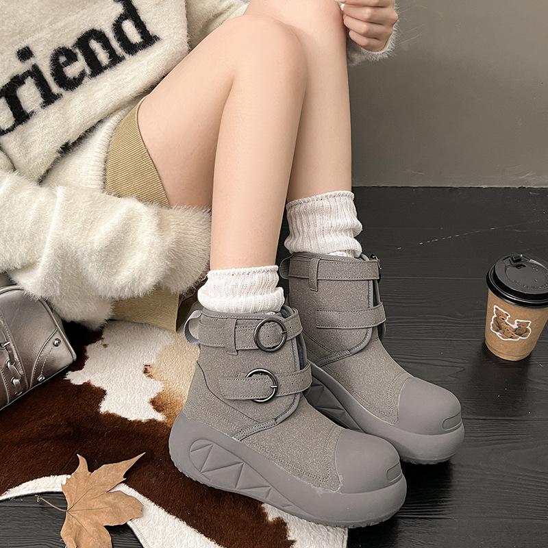 

Открытая улыбка женские зимние ботинки 2025 новые зимние толстоподошвенные теплые большеголовые хлопковые туфли на меху и с утолщенной хлопковой подкладкой детские 42 серый