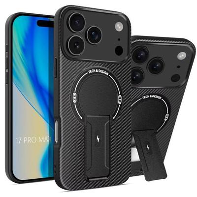 Husă de Telefon - BOOLING - iPhone 17 Pro Max - Silicon - Cerc Magnetic - Suport Negru