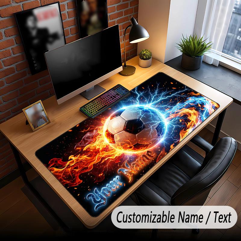 Soccer Theme Custom Mouse Pad Personalized With Name Text Customized Desk Mat For Office Home Decor
