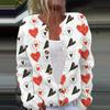 Women's Fashion Printed Valentine's Day Long Sleeved Knitted Cardigan Button Down Jacket