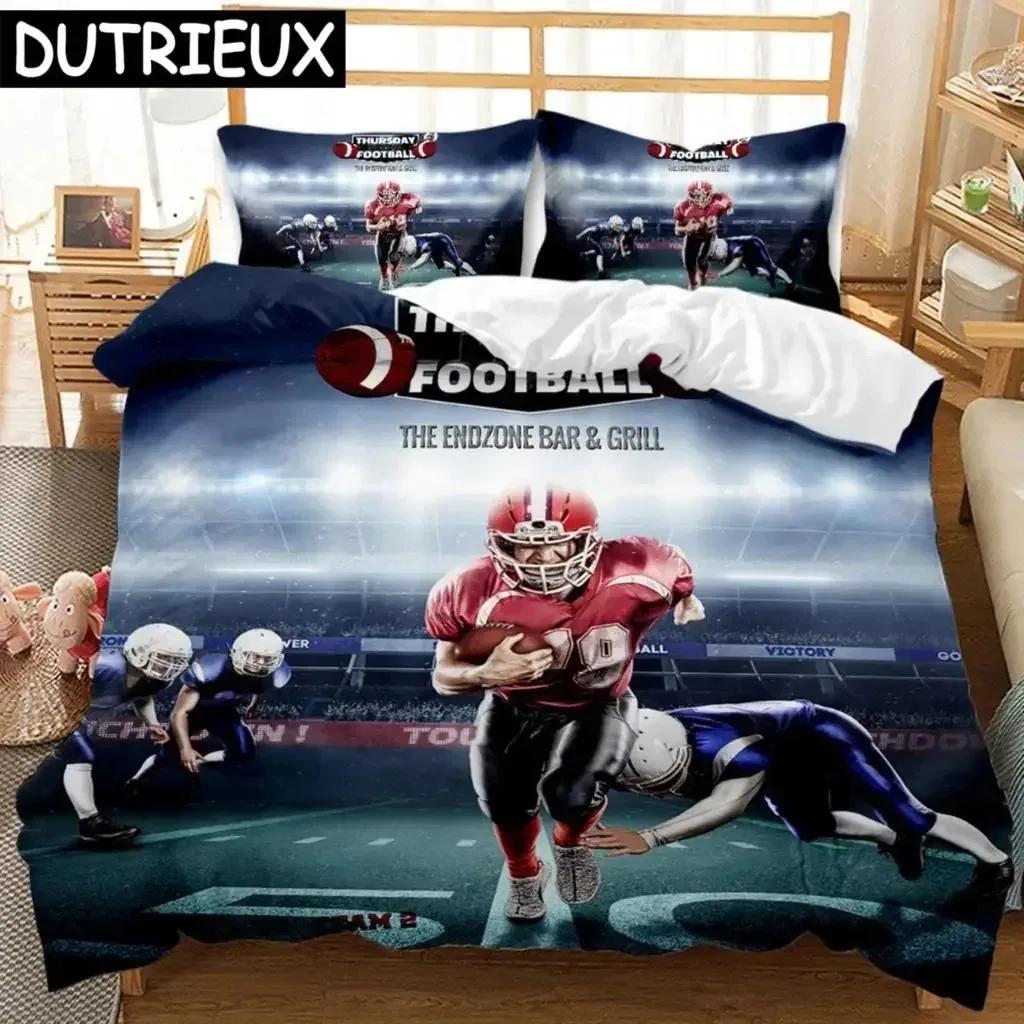 Football Duvet Cover Set Soccer Goal Soft Bedding Set Polyester Sports Competitive Theme Full Queen King Size Quilt Cover