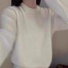 Premium sense super good-looking soft waxy white wool sweater women's autumn and winter crew neck inside knitted sweater top