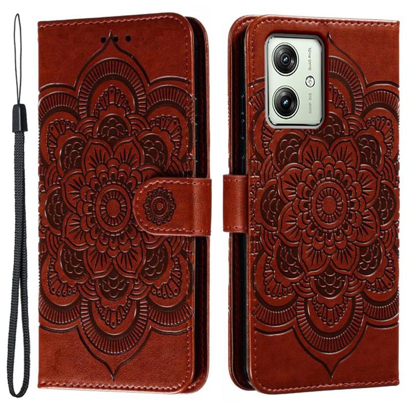 For Motorola Moto G54 5G Case PU Leather Mandala Imprinted Design Wallet Phone Cover