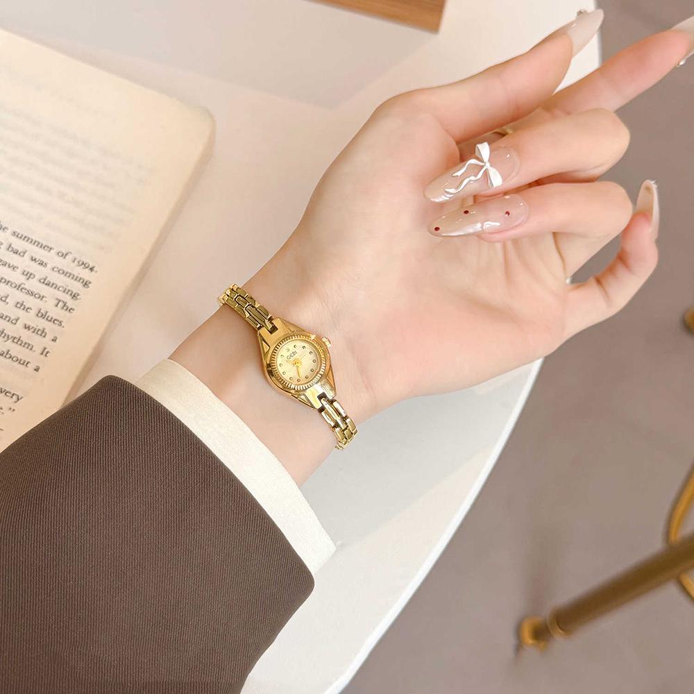 GEDI Vintage Women Watch Minimalist Gold Bracelet Ladies Watch Elegant Casual Small Round Quartz Wristwatch for Girlfriend