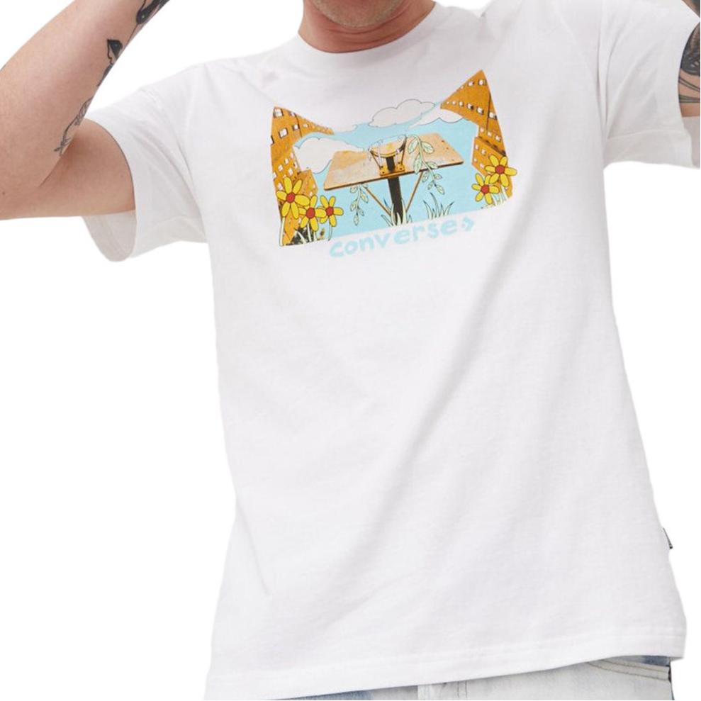 Men's T-Shirt Converse Overgrown Hoops T Shirt Men's White