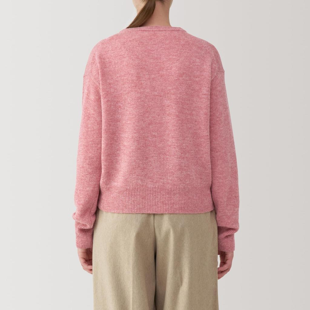 MUJI Washable Wool Crew Neck Size BA1P4A4A Women's Mid-Gauge Sweater, Pink, XXL,