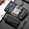 Portable Leather Housekeeper Holders Car Keychain Key Punck Bag Case Men Black Keys Wallet Cover Simple Solid Color Storage Bags