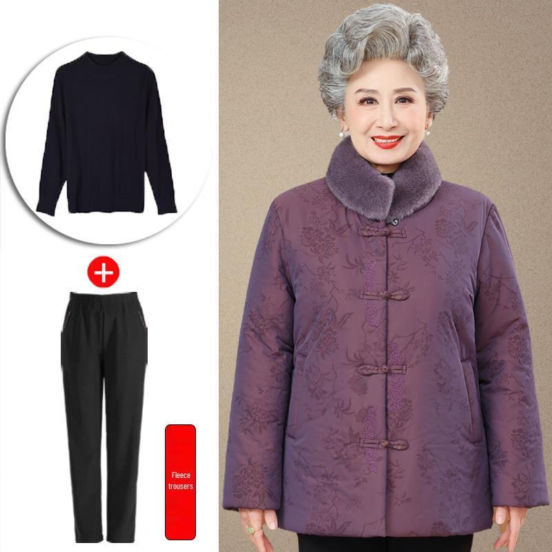 Hengyuanxiang Winter Cotton Jacket: Chinese Style for Elderly Women, Perfect for Grandma's Birthday or Mom's New Year Celebration