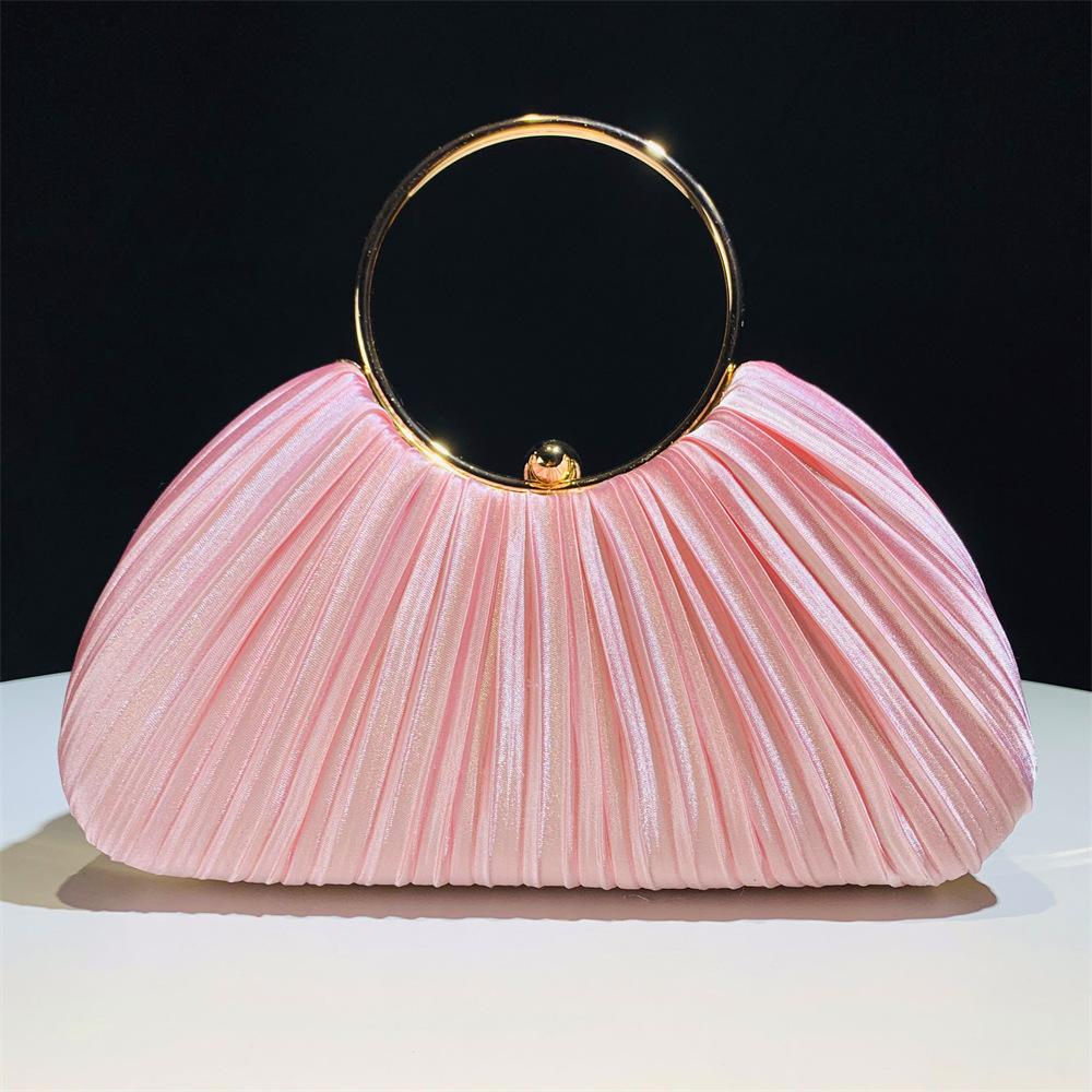 Women's Pleated Evening Bag Handbag with Chain Elegant Shoulder Bag Dressy Clutch Purse for Wedding Party Prom Crossbody Bag for Women Handle Satchel