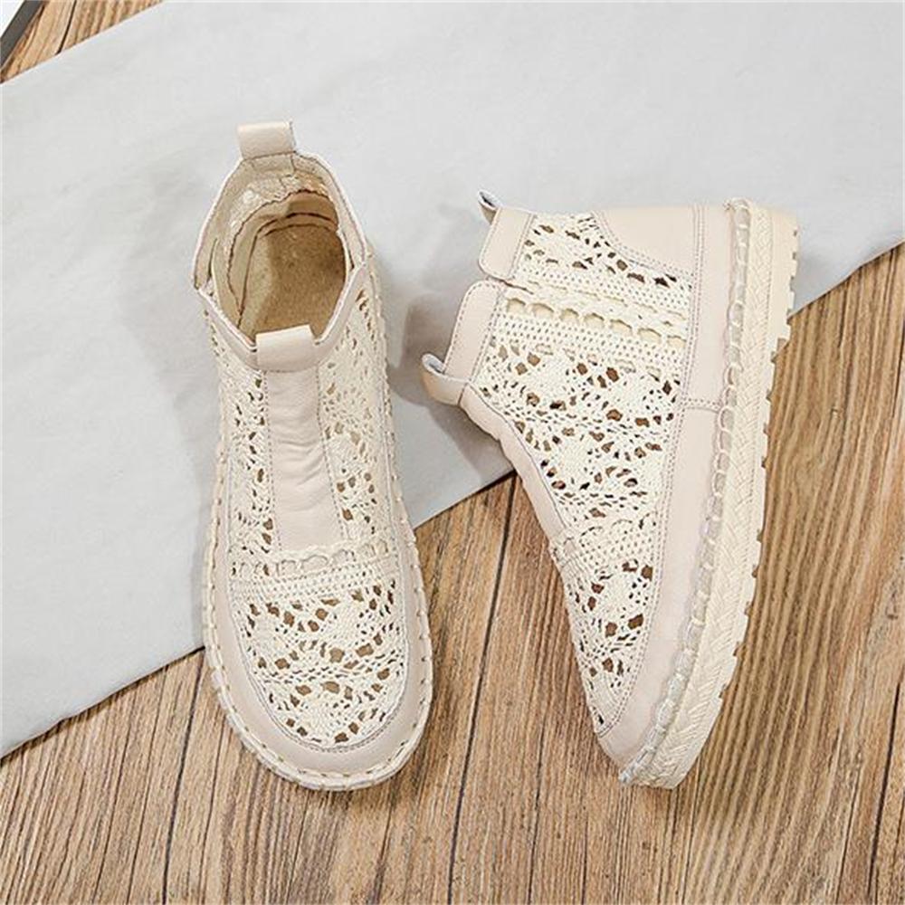 Women's Breathable Mesh Summer Shoes Lace Walking Shallow Solid Non Slip Casual Boots 35-40 Knit Boot Lace Shoes