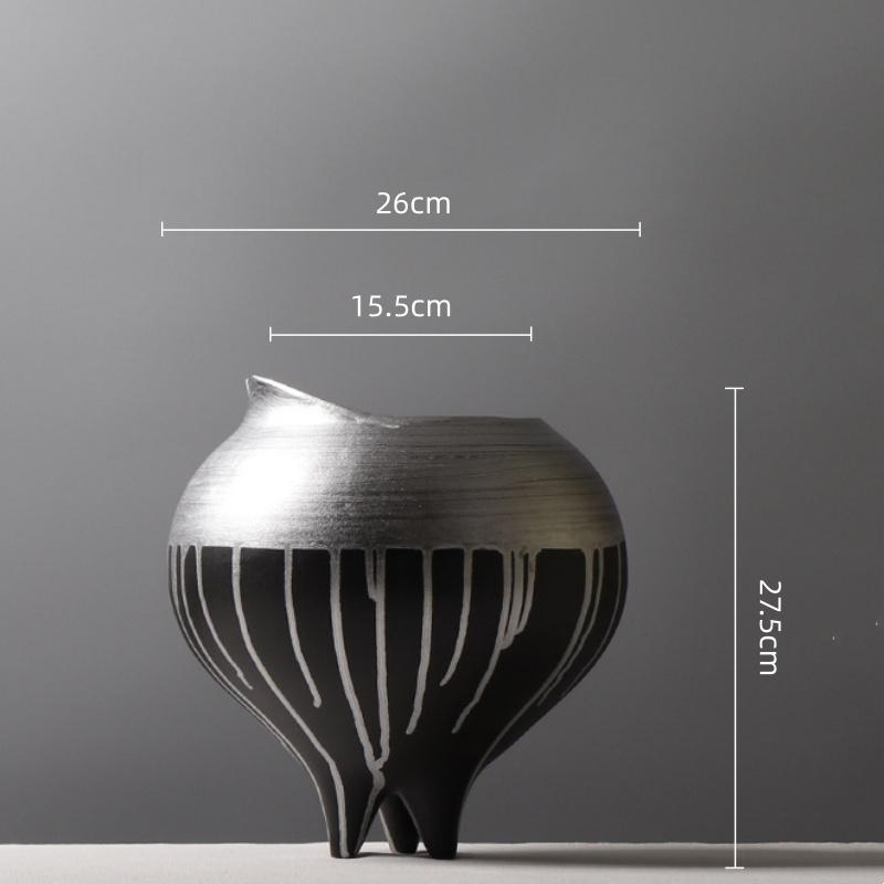 Silverfärgblockerad Keramisk Vas Blomvas Kruka Keramiska Hantverk Blomsterarrangemang Tillbehör Heminredning