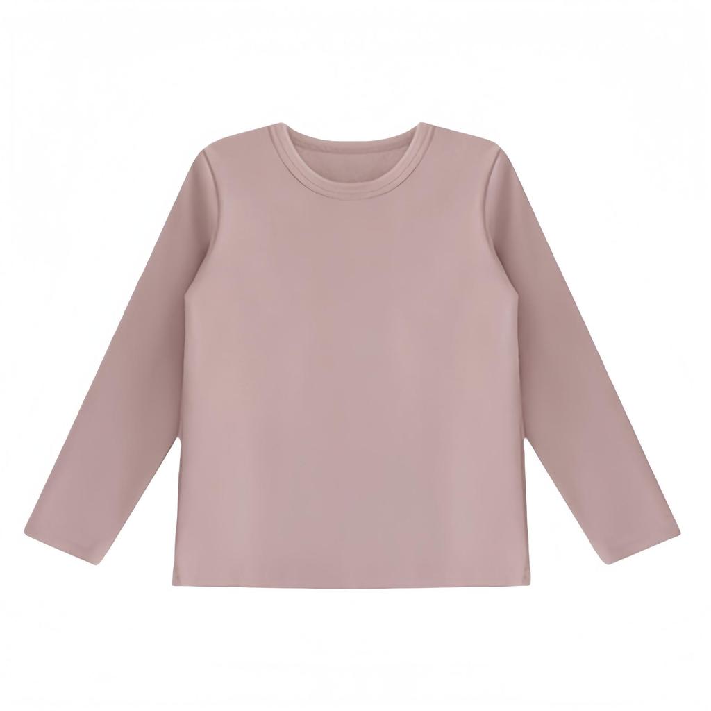 Kids' Long Sleeve Base Layer Top - Plain White or Black Pure Cotton T-shirt for Boys and Girls, Spring/Fall Wear