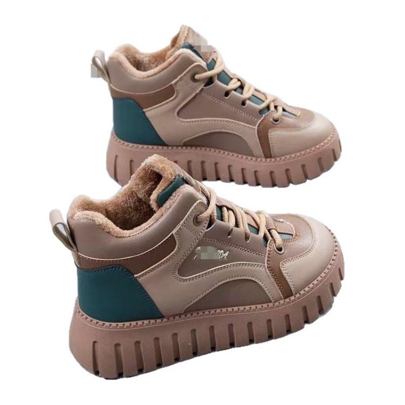 Fleece high-top cotton shoes women's thickened winter new versatile muffin sole Martin boots warm cotton boots