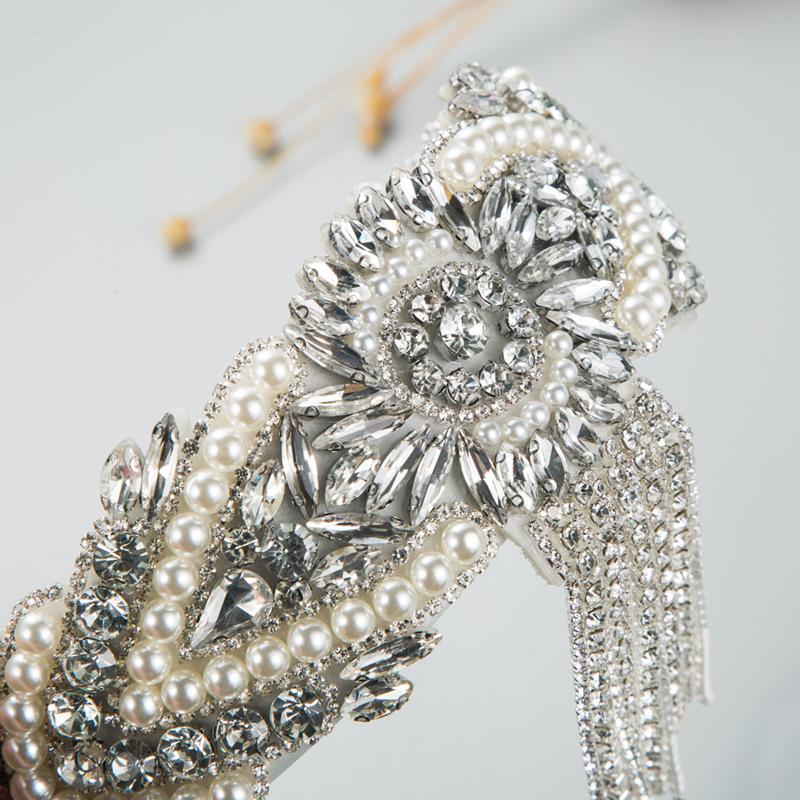 Women's Vintage Headband Palace Pearl Tassel Bangs Hairhoop