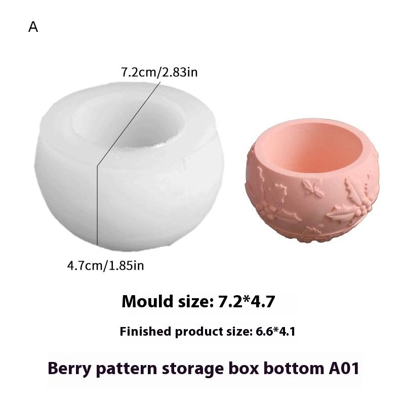 Christmas Round Ball Jar Silicone Mold With Lids DIY Handmade Concrete Relief Snows Berry Scented Candle Vessel Molds Xmas Decor
