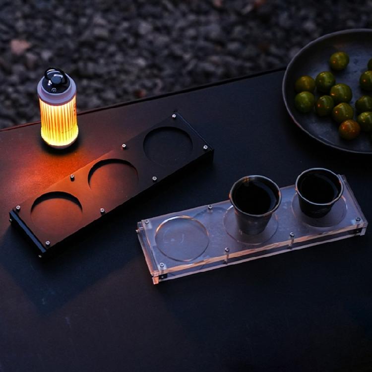 3 Hole Drink Cup Stand Shelf Acrylic Heat Resistant Cup Holder Nonslip Base Drinks Serving Board Coffee Storage Rack