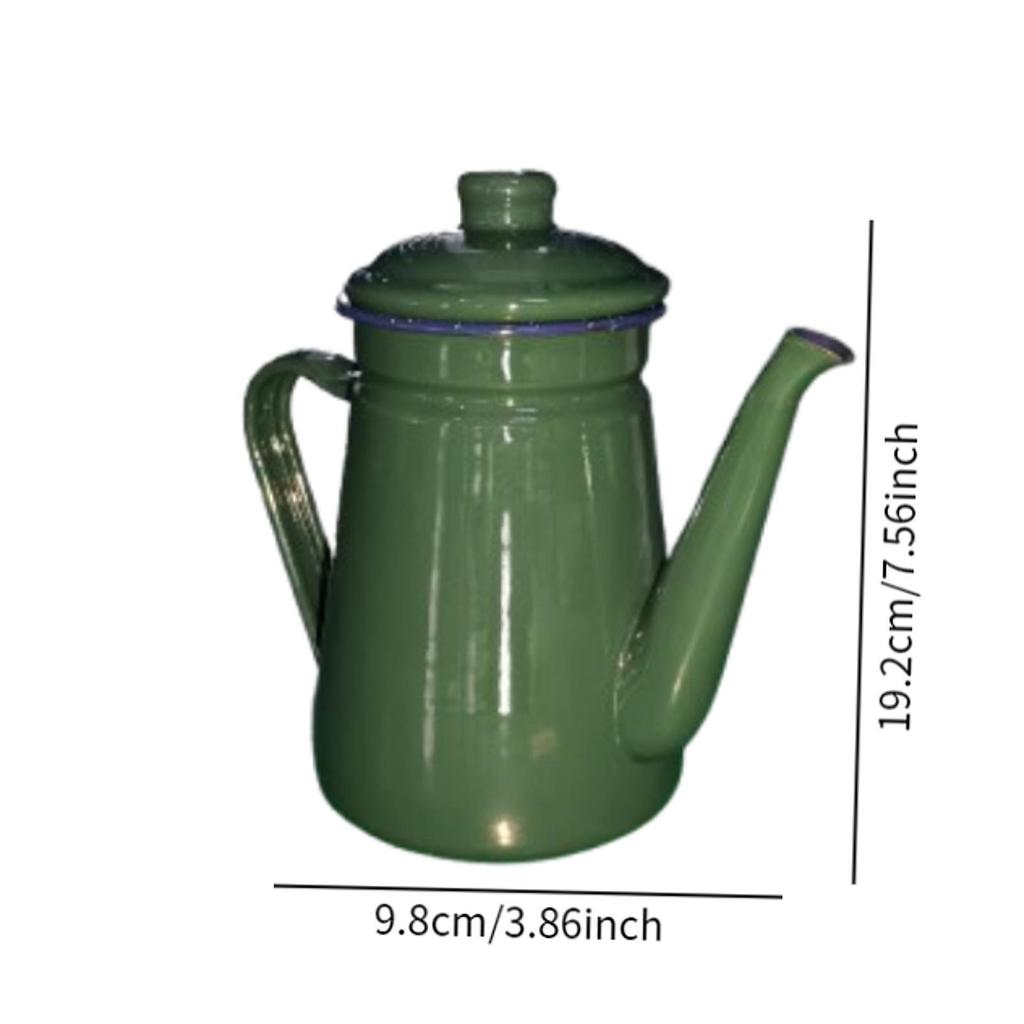 Enamel Coffee Pot 1.1L Coffee Kettle , Vintage, Stovetop Teapot Water Kettle for Restaurant ,Outdoor, Home